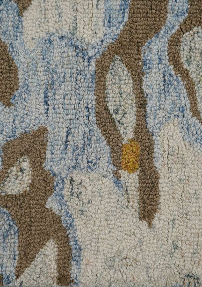 Saffron Rugs Hand-Tufted 100% Wool Area Rug | Gold Ivory Rectangular Rug | Cotton Backing | Contemporary Marble Carpet for Living Room - Indya