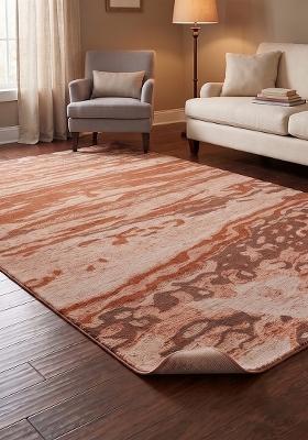 Saffron Rugs Hand Tufted Terracotta Beige Marble Contemporary Rectangular Wool Area Rug