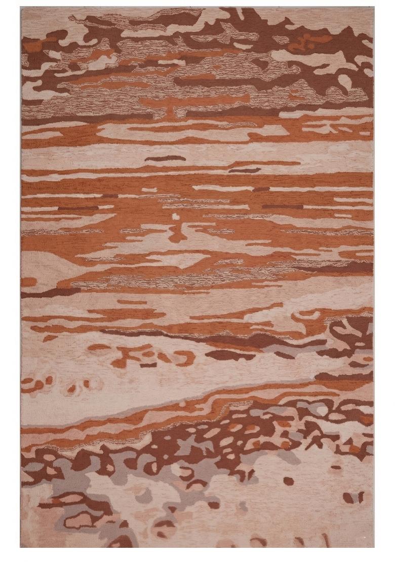 Saffron Rugs Hand Tufted Terracotta Beige Marble Contemporary Rectangular Wool Area Rug - Indya