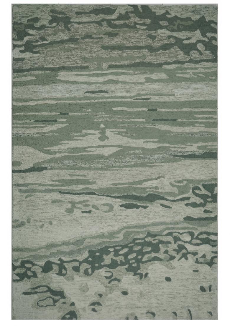 Saffron Rugs Hand Tufted Sage Green Marble Contemporary Rectangular Wool Area Rug - Indya