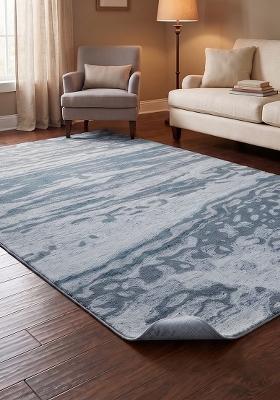 Saffron Rugs Hand Tufted Steel Blue Grey Marble Contemporary Rectangular Wool Area Rug