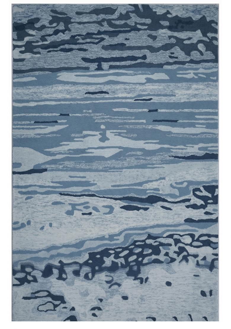 Saffron Rugs Hand Tufted Steel Blue Grey Marble Contemporary Rectangular Wool Area Rug - Indya