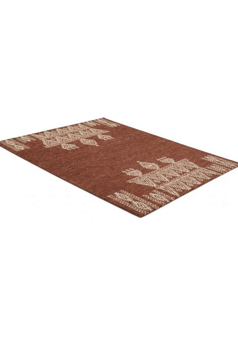 Saffron Rugs Hand Tufted Terracotta Brown Geometric Bohemian Rectangular Wool Area Rug - Indya