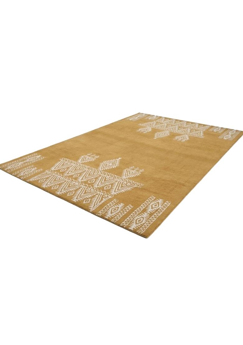 Saffron Rugs Hand Tufted Mustard Yellow Geometric Bohemian Rectangular Wool Area Rug - Indya