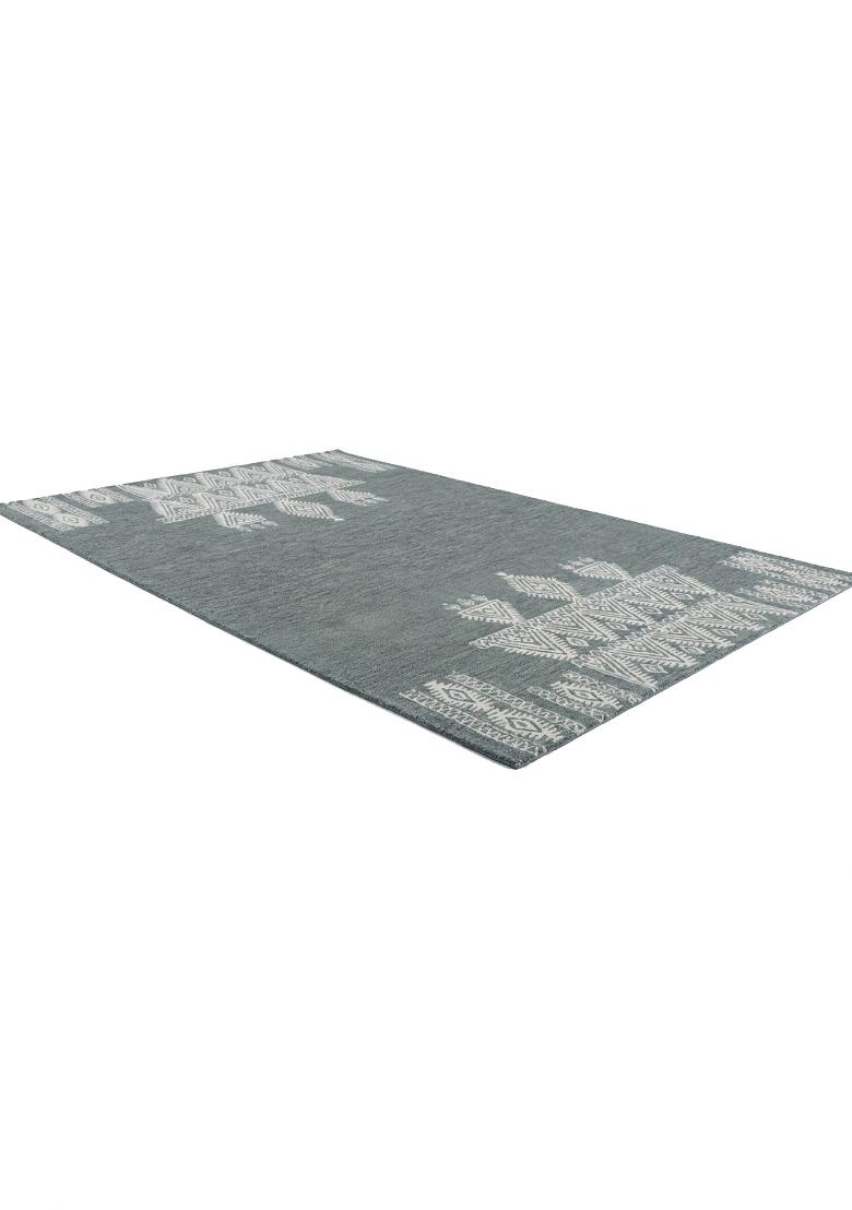 Saffron Rugs Hand Tufted Slate Grey Green Geometric Bohemian Rectangular Wool Area Rug - Indya
