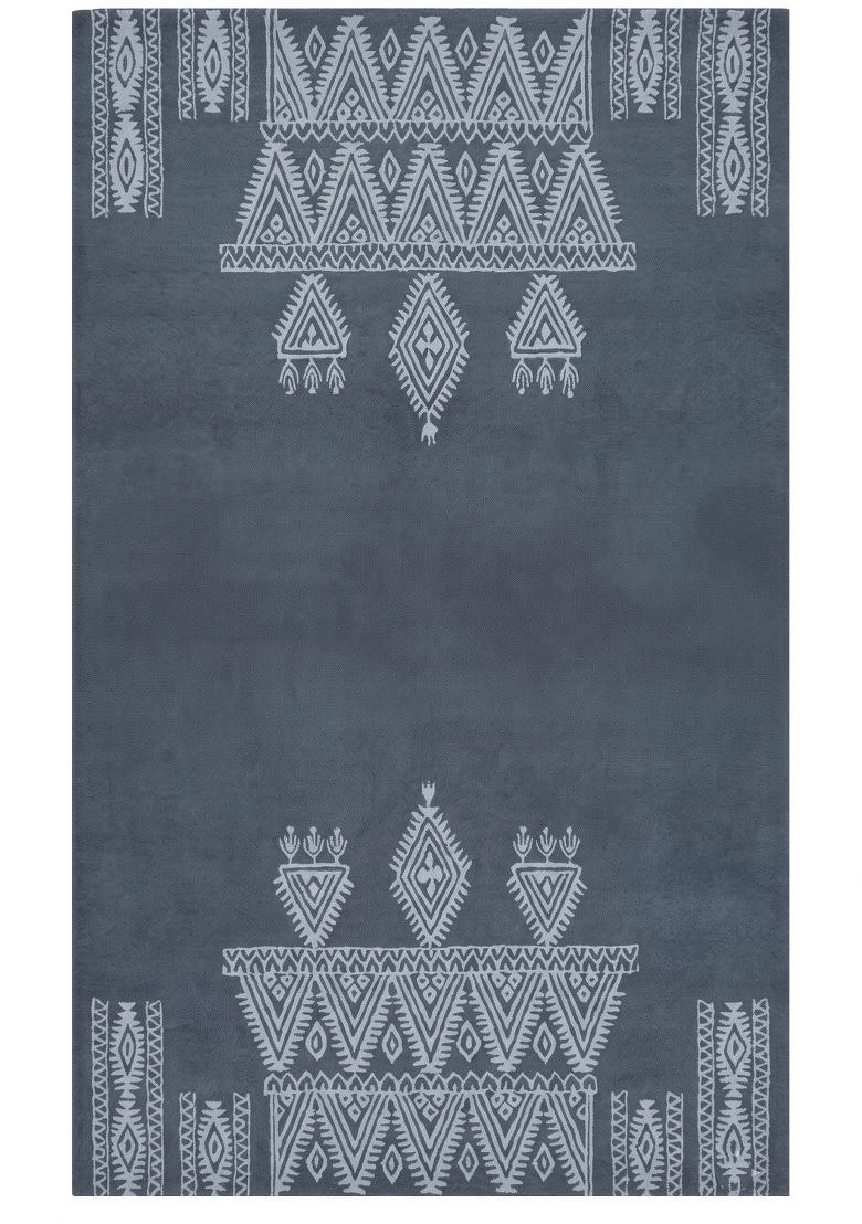 Saffron Rugs Hand Tufted Slate Grey Geometric Bohemian Rectangular Wool Area Rug - Indya