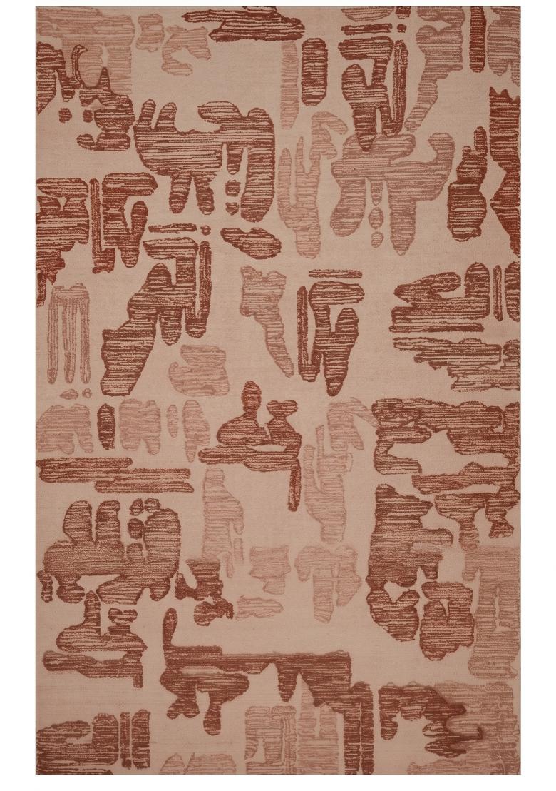 Saffron Rugs Hand Tufted Terracotta Beige Geometric Contemporary Rectangular Wool Area Rug - Indya