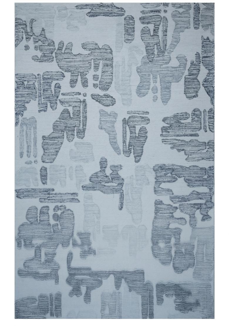 Saffron Rugs Hand Tufted Light Blue Grey Geometric Contemporary Rectangular Wool Area Rug - Indya