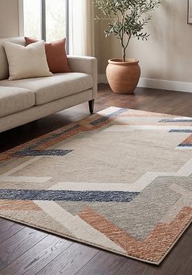 Saffron Rugs Hand Tufted Beige Geometric Contemporary Rectangular Wool Area Rug