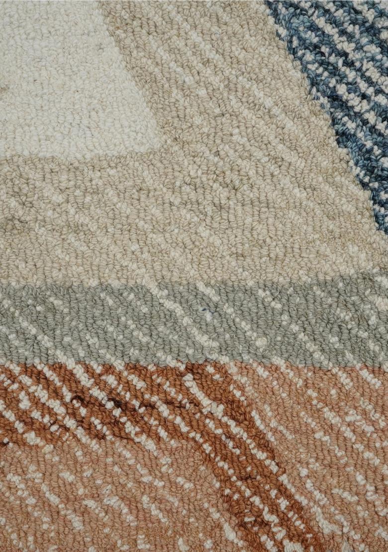 Saffron Rugs Hand Tufted Beige Geometric Contemporary Rectangular Wool Area Rug - Indya