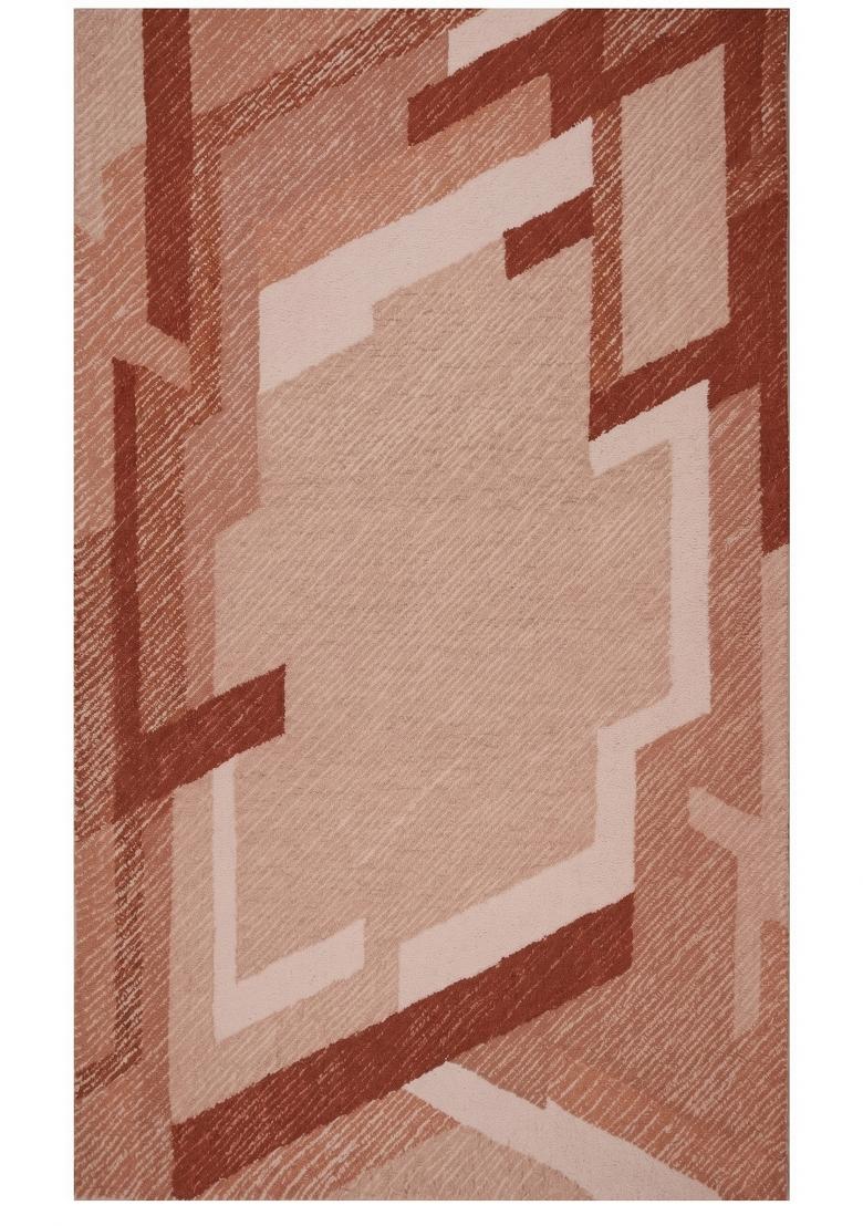 Saffron Rugs Hand Tufted Terracotta Geometric Contemporary Rectangular Wool Area Rug - Indya