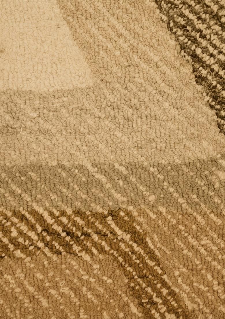 Saffron Rugs Hand Tufted Golden Tan Geometric Contemporary Rectangular Wool Area Rug - Indya