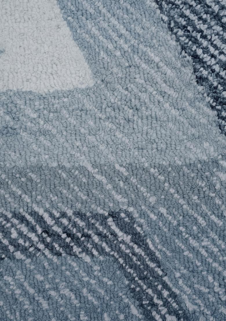Saffron Rugs Hand Tufted Steel Blue Grey Geometric Contemporary Rectangular Wool Area Rug - Indya