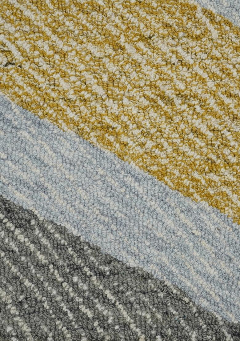 Saffron Rugs Hand Tufted Grey and Gold Geometric Contemporary Rectangular Wool Area Rug - Indya