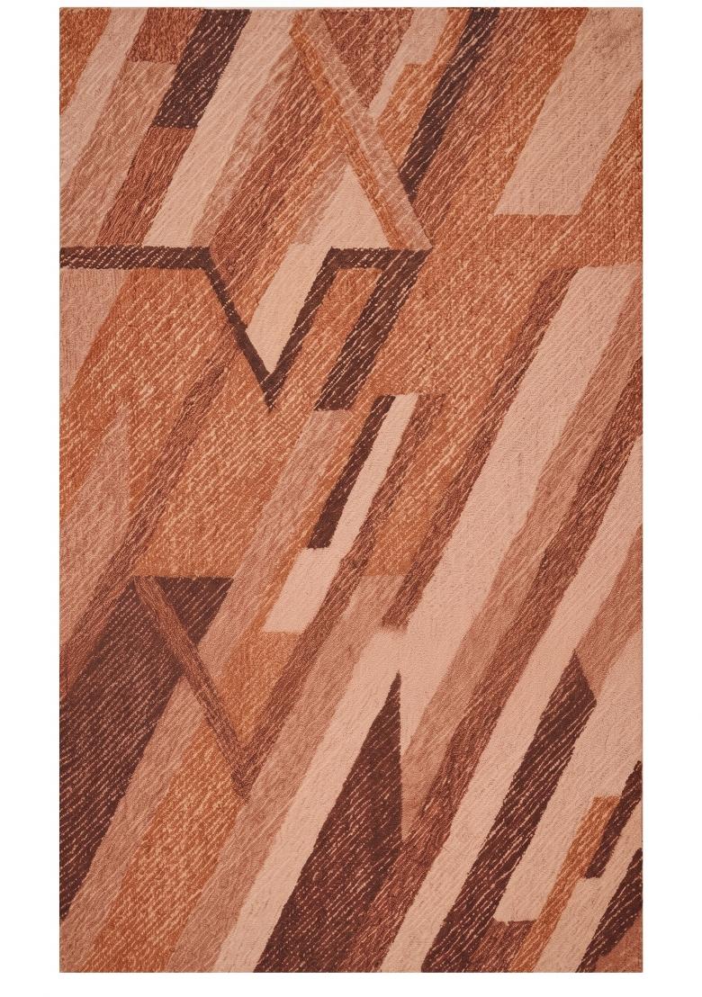 Saffron Rugs Hand Tufted Terracotta Geometric Contemporary Rectangular Wool Area Rug - Indya