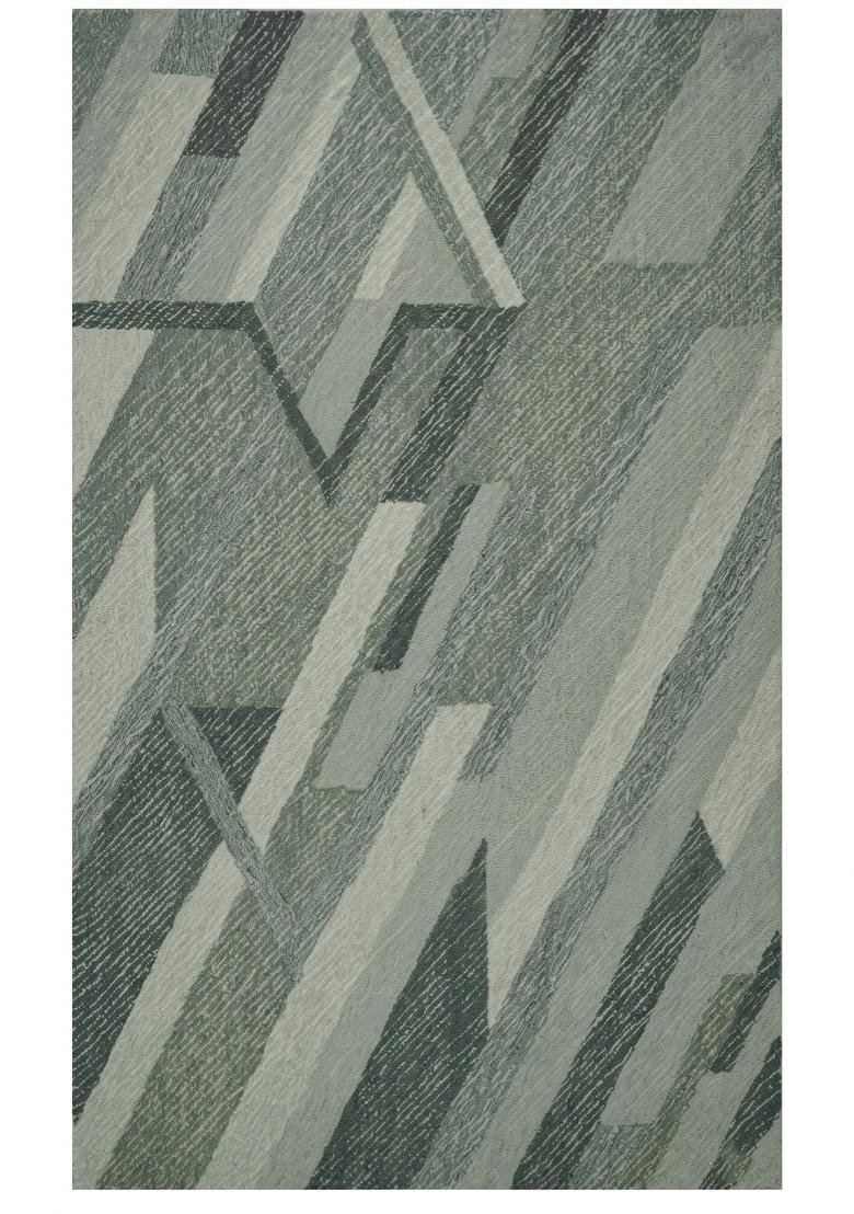 Saffron Rugs Hand Tufted Sage Green Geometric Contemporary Rectangular Wool Area Rug - Indya