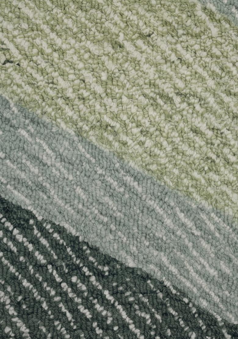 Saffron Rugs Hand Tufted Sage Green Geometric Contemporary Rectangular Wool Area Rug - Indya