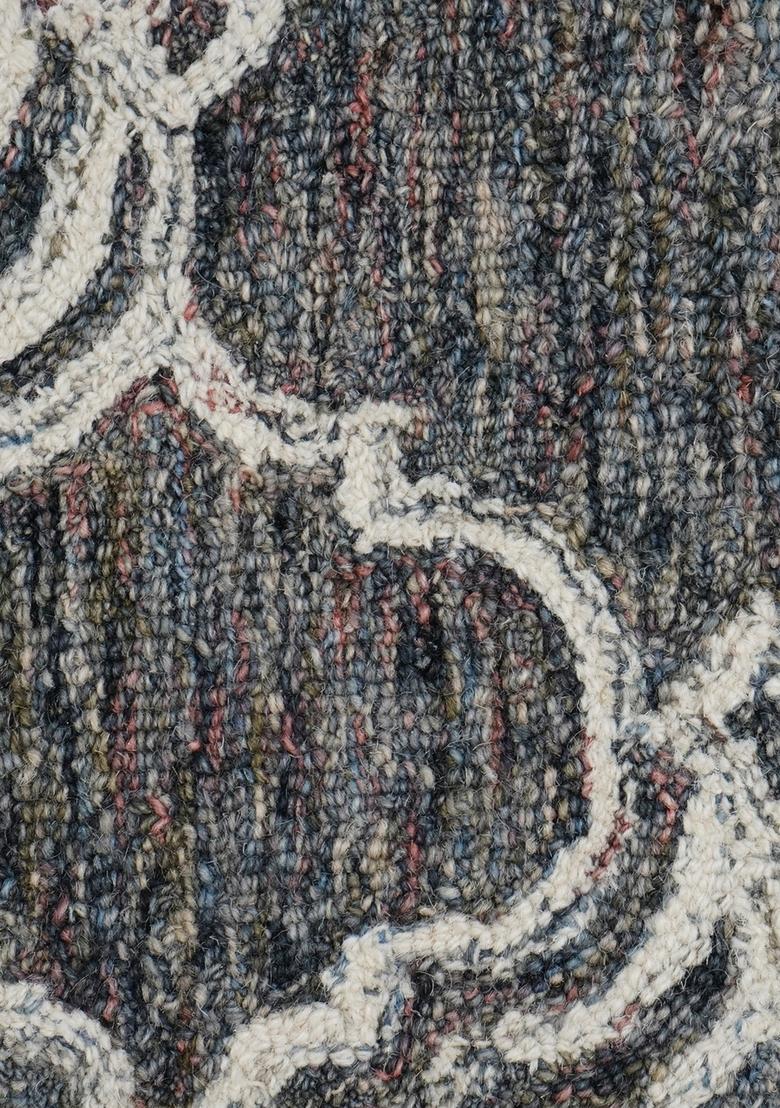 Saffron Rugs Hand Tufted Charcoal Grey Trellis Moroccan Rectangular Wool Area Rug - Indya