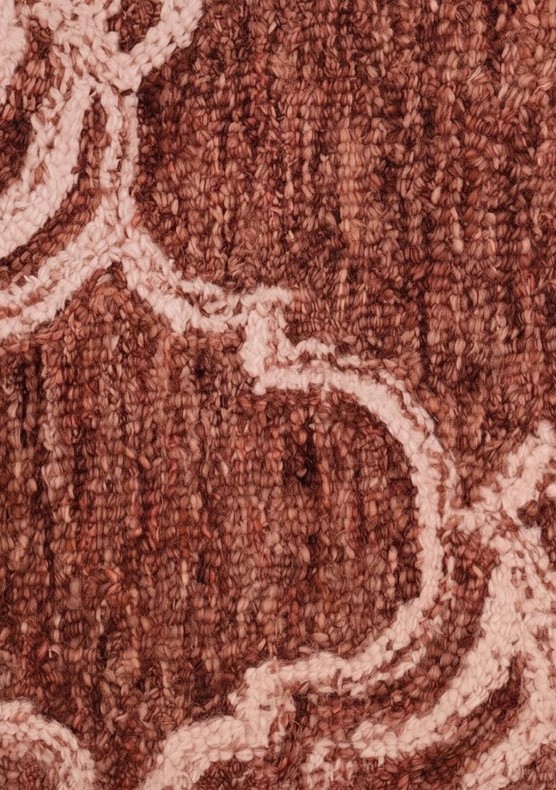 Saffron Rugs Hand Tufted Terracotta Brown Trellis Moroccan Rectangular Wool Area Rug - Indya
