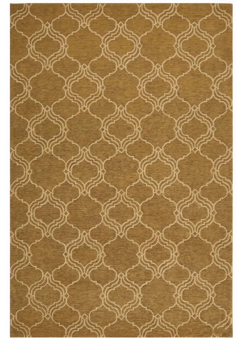 Saffron Rugs Hand Tufted Golden Brown Trellis Moroccan Rectangular Wool Area Rug - Indya
