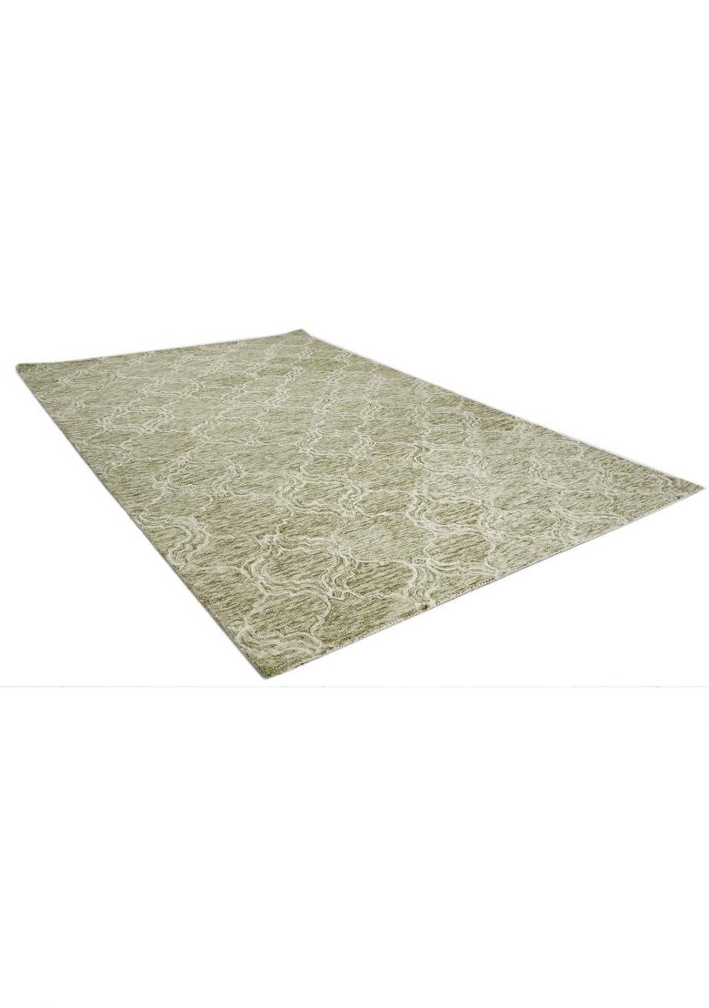 Saffron Rugs Hand Tufted Sage Green Trellis Moroccan Rectangular Wool Area Rug - Indya
