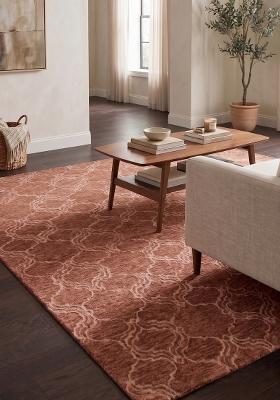Saffron Rugs Hand Tufted Terracotta Trellis Moroccan Rectangular Wool Area Rug