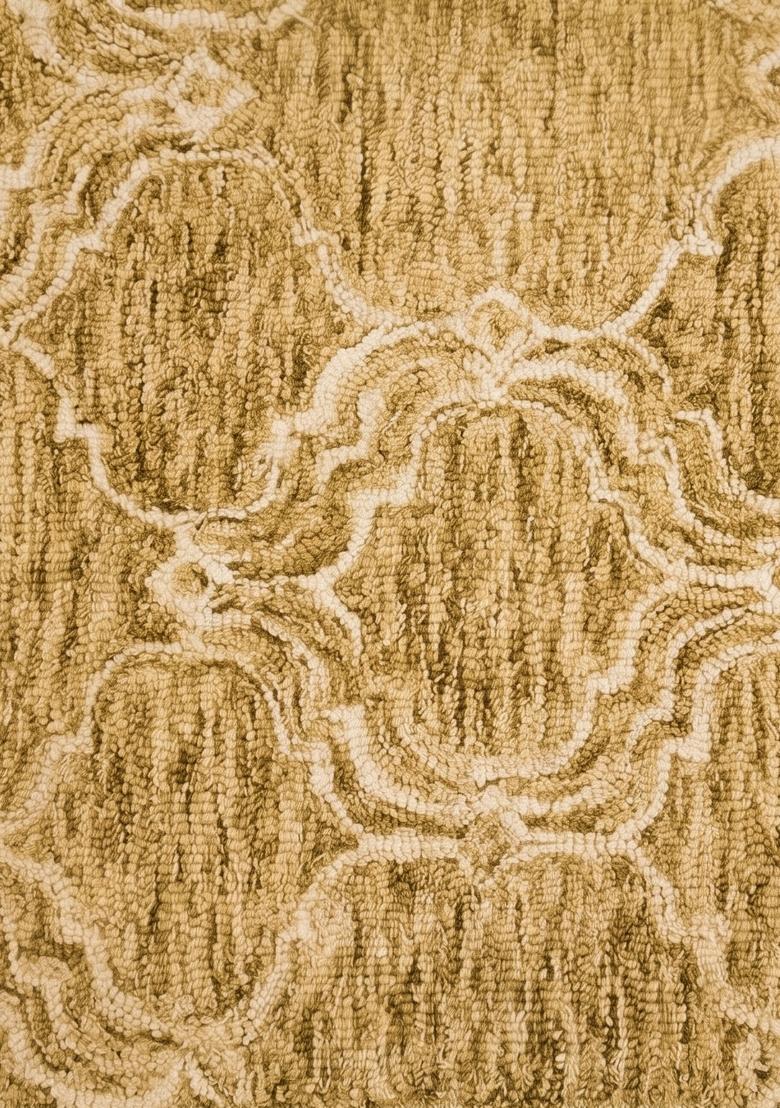 Saffron Rugs Hand Tufted Golden Yellow Trellis Moroccan Rectangular Wool Area Rug - Indya