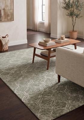 Saffron Rugs Hand Tufted Sage Green 2 Trellis Moroccan Rectangular Wool Area Rug