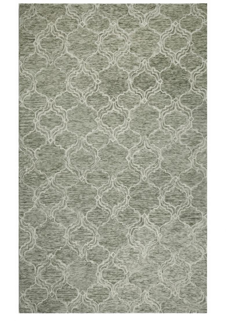 Saffron Rugs Hand Tufted Sage Green 2 Trellis Moroccan Rectangular Wool Area Rug - Indya