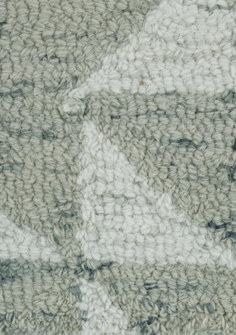 Saffron Rugs Hand Tufted Sage Green Grey Geometric Contemporary Rectangular Wool Area Rug - Indya