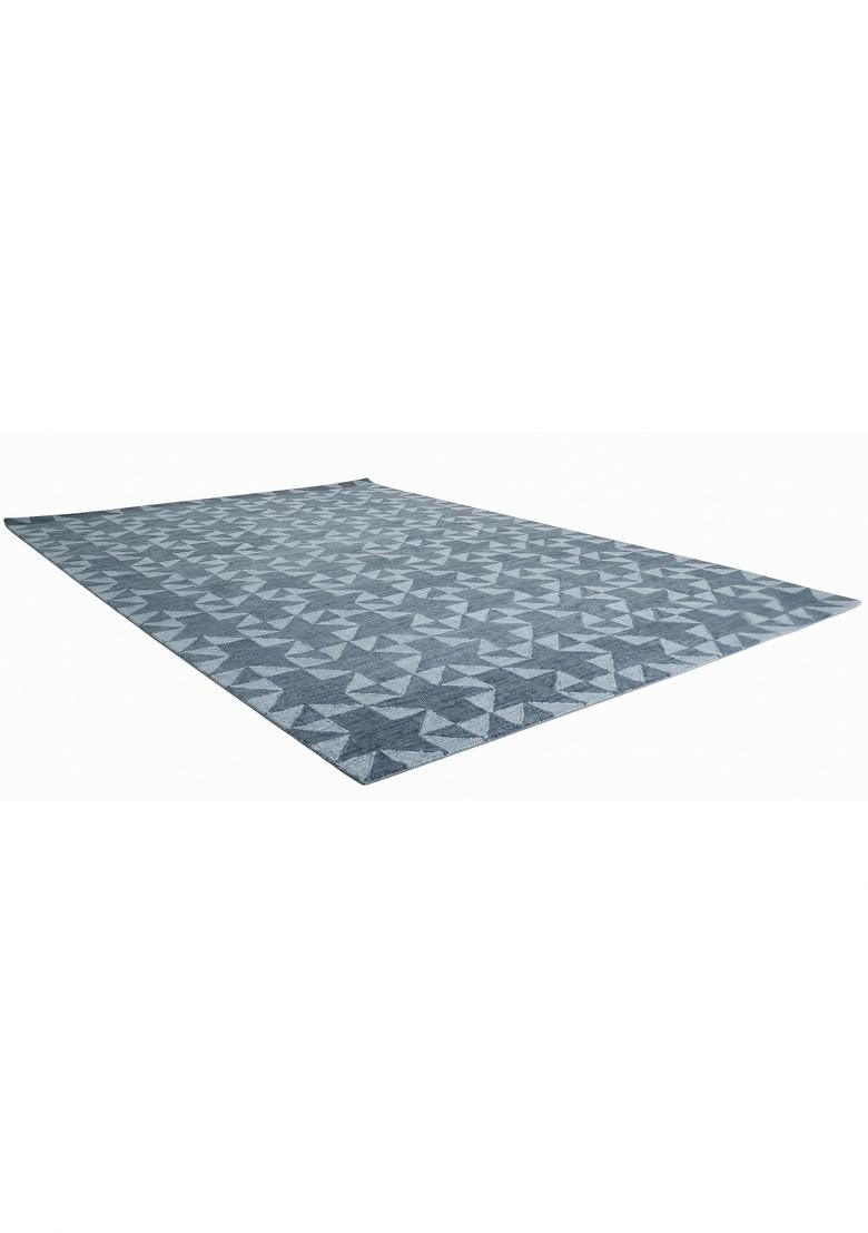 Saffron Rugs Hand Tufted Steel Blue Grey Geometric Contemporary Rectangular Wool Area Rug - Indya