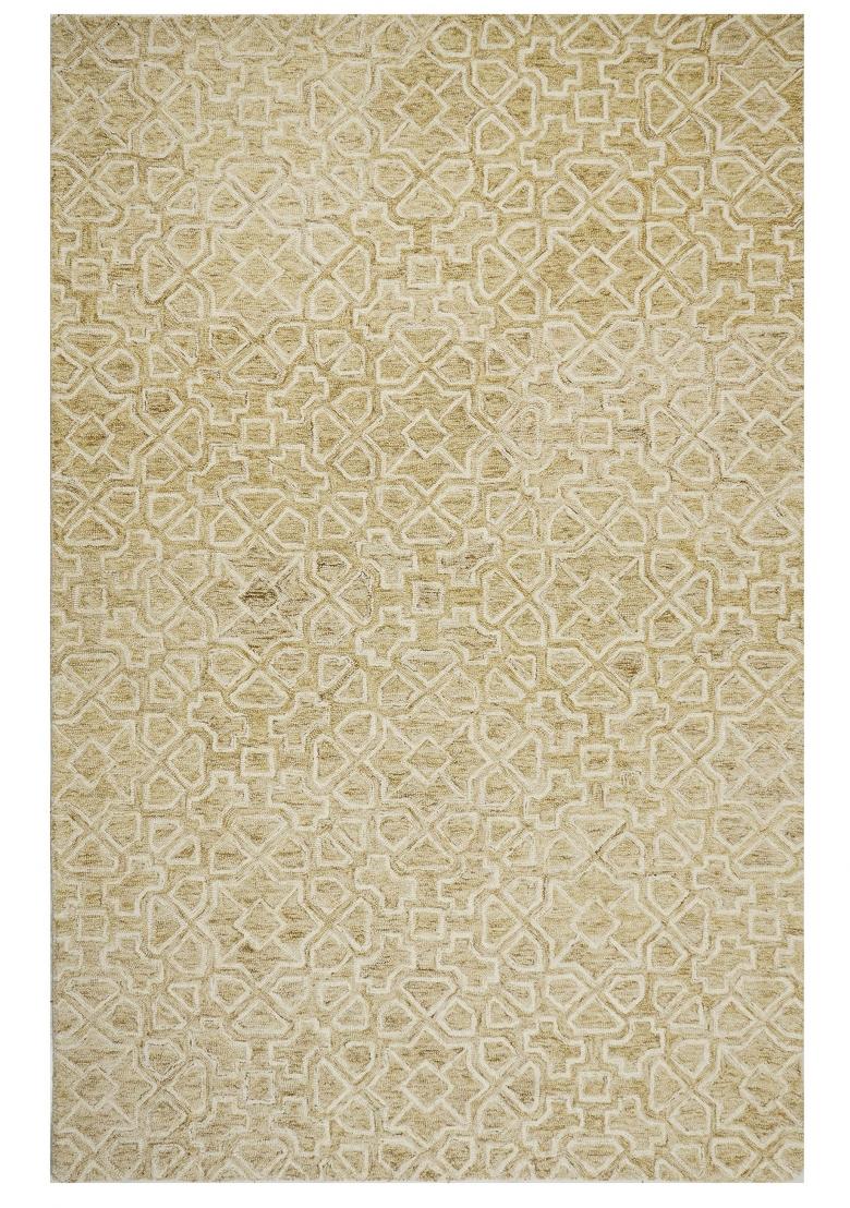 Saffron Rugs Hand Tufted Beige Gold Trellis Moroccan Rectangular Wool Area Rug - Indya