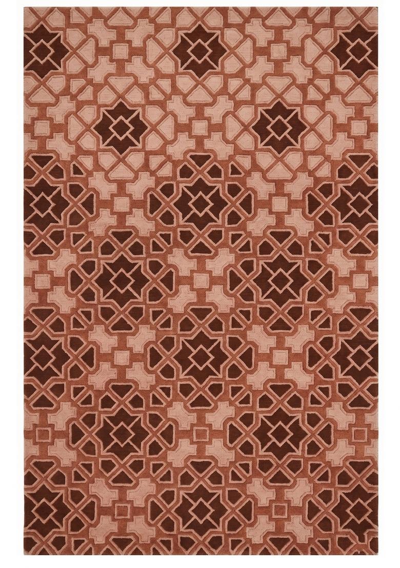 Saffron Rugs Hand Tufted Terracotta Trellis Moroccan Rectangular Wool Area Rug - Indya