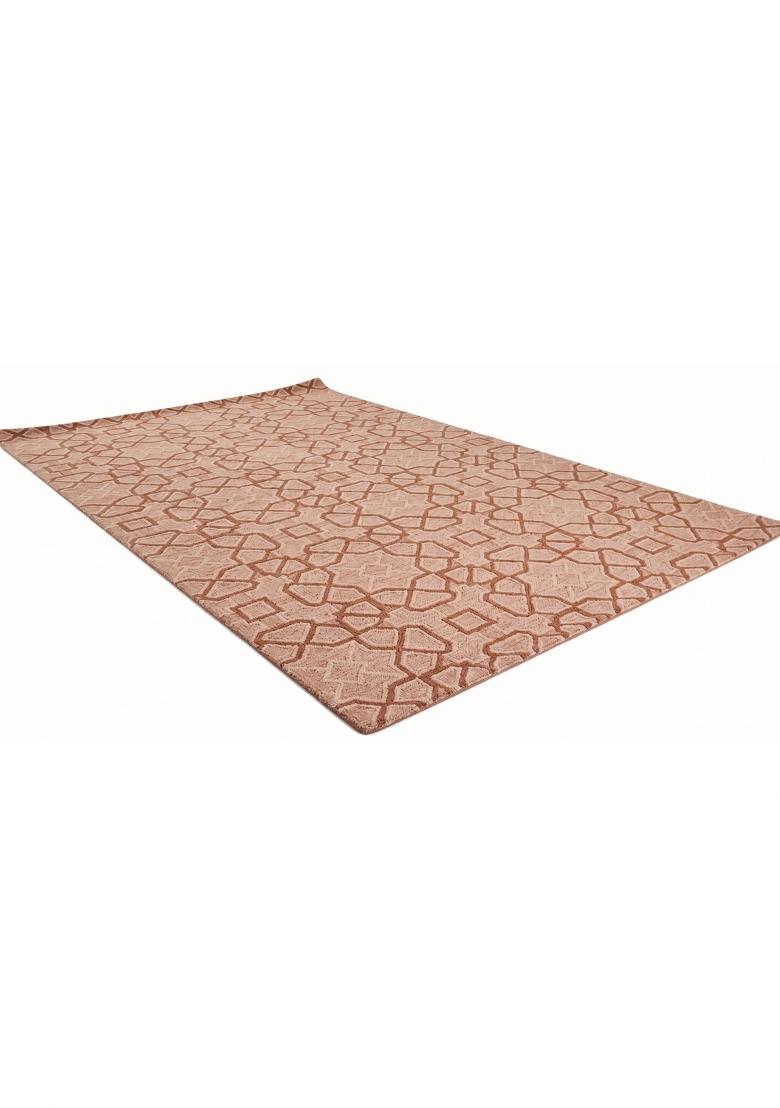 Saffron Rugs Hand Tufted Terracotta Trellis Moroccan Rectangular Wool Area Rug - Indya