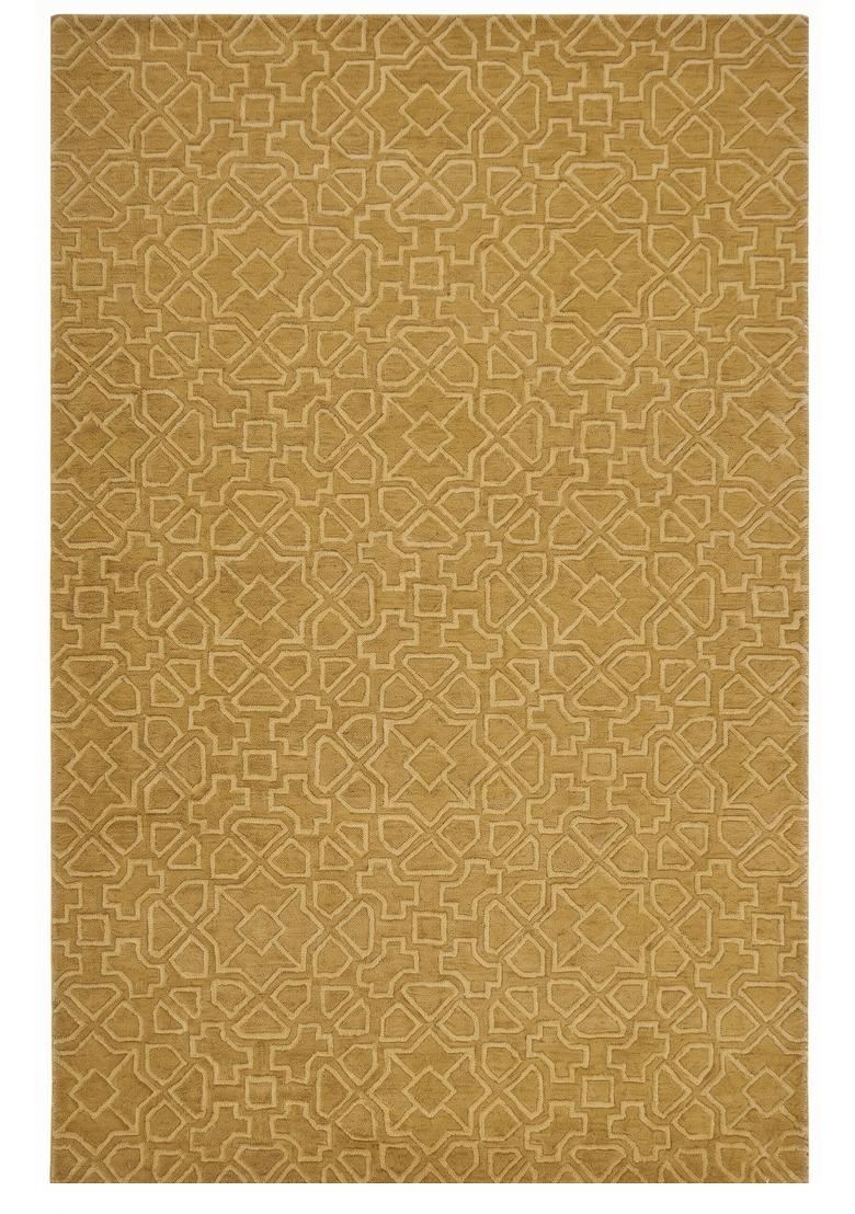 Saffron Rugs Hand Tufted Golden Yellow Trellis Moroccan Rectangular Wool Area Rug - Indya