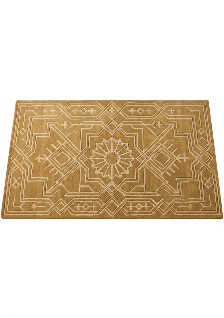 Saffron Rugs Hand Tufted Golden Yellow Trellis Moroccan Rectangular Wool Area Rug - Indya