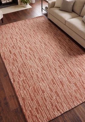 Saffron Rugs Hand Tufted Terracotta Striped Contemporary Rectangular Wool Area Rug