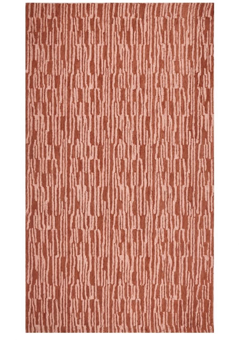 Saffron Rugs Hand Tufted Terracotta Striped Contemporary Rectangular Wool Area Rug - Indya