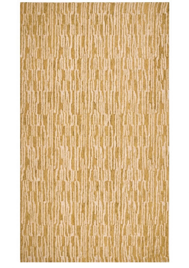 Saffron Rugs Hand Tufted Golden Yellow Striped Contemporary Rectangular Wool Area Rug - Indya