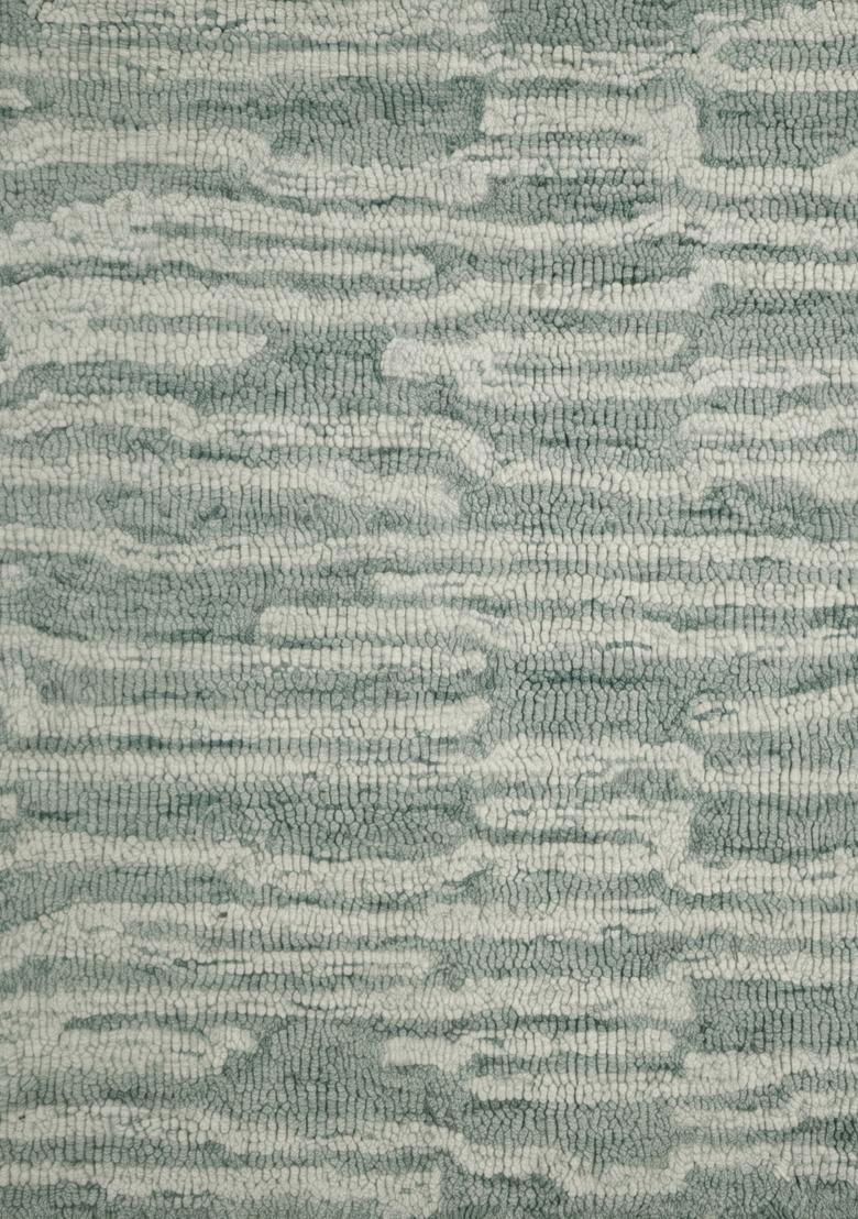 Saffron Rugs Hand Tufted Sage Green Striped Contemporary Rectangular Wool Area Rug - Indya