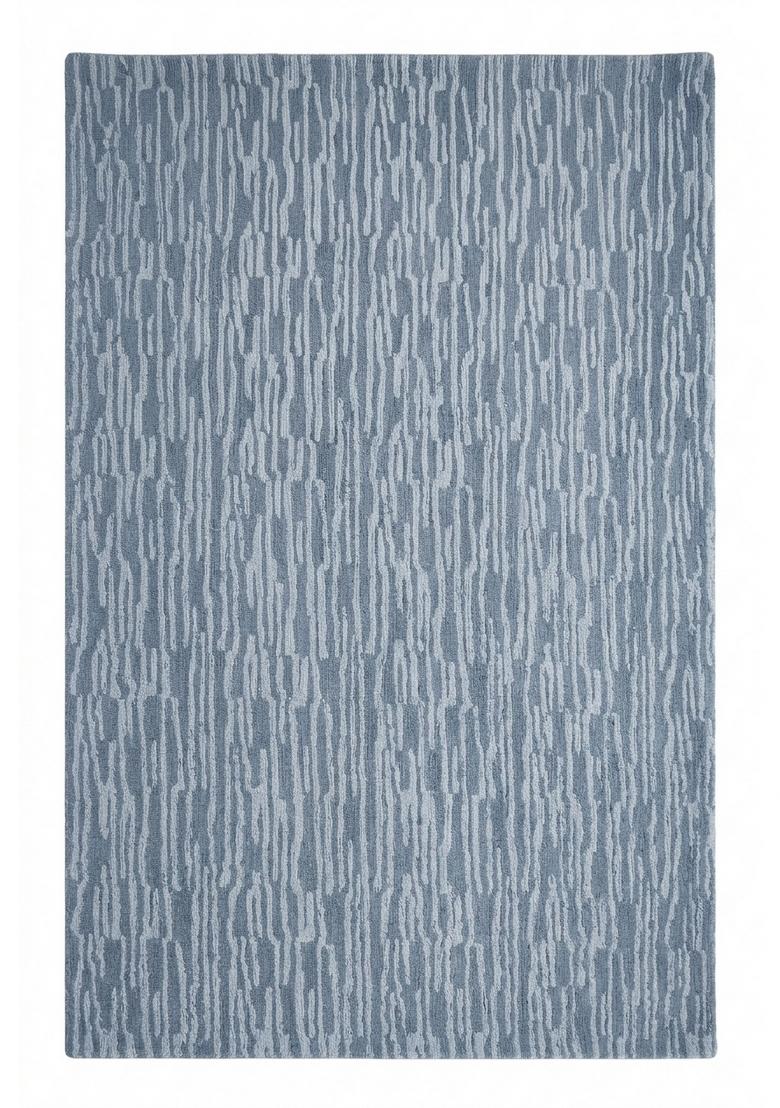 Saffron Rugs Hand Tufted Steel Blue Striped Contemporary Rectangular Wool Area Rug - Indya