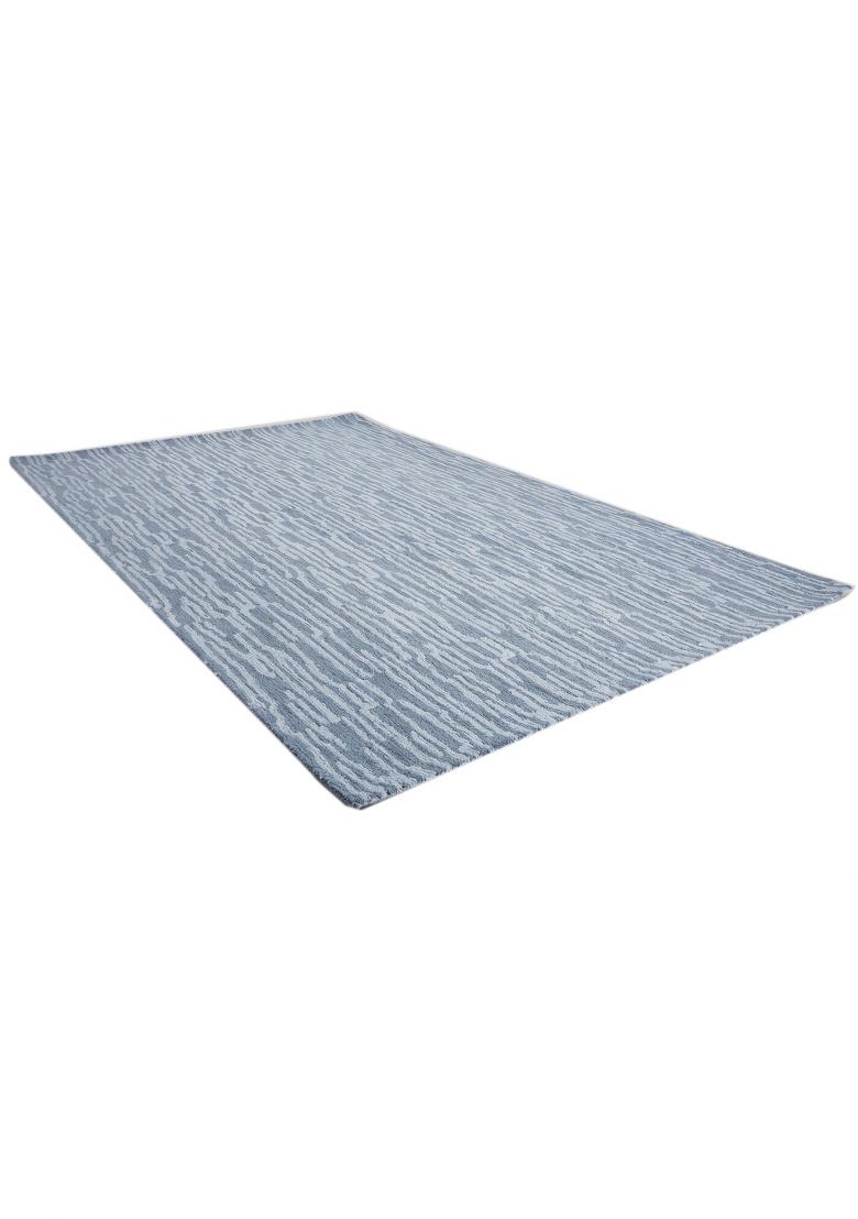 Saffron Rugs Hand Tufted Steel Blue Striped Contemporary Rectangular Wool Area Rug - Indya