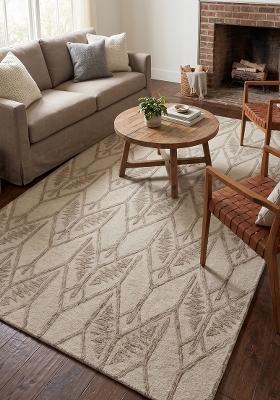 Saffron Rugs Hand Tufted Cream Beige Trellis Transitional Rectangular Wool Area Rug