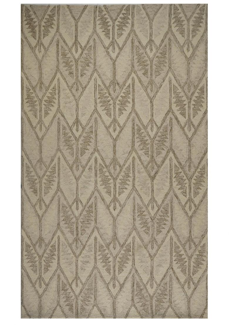 Saffron Rugs Hand Tufted Cream Beige Trellis Transitional Rectangular Wool Area Rug - Indya