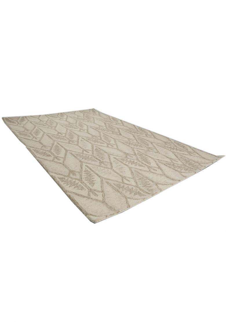 Saffron Rugs Hand Tufted Cream Beige Trellis Transitional Rectangular Wool Area Rug - Indya