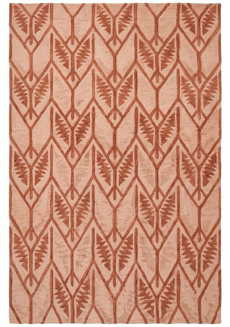Saffron Rugs Hand Tufted Blush Pink Trellis Transitional Rectangular Wool Area Rug - Indya