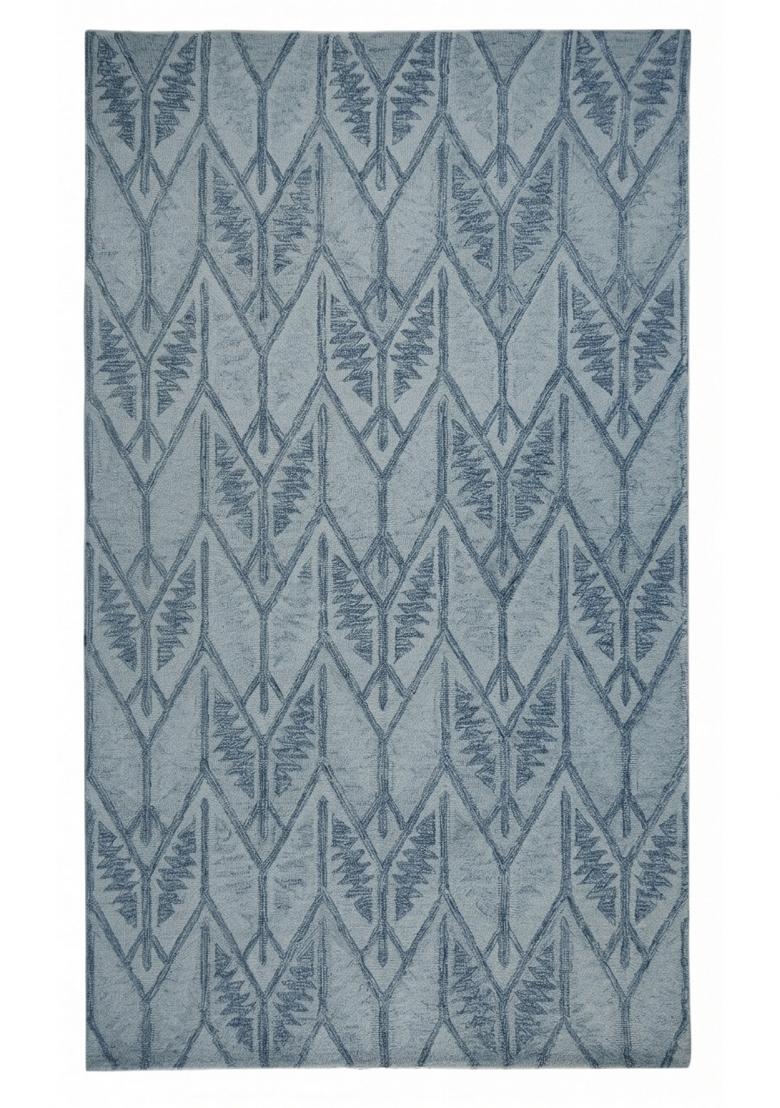 Saffron Rugs Hand Tufted Light Steel Blue Trellis Transitional Rectangular Wool Area Rug - Indya