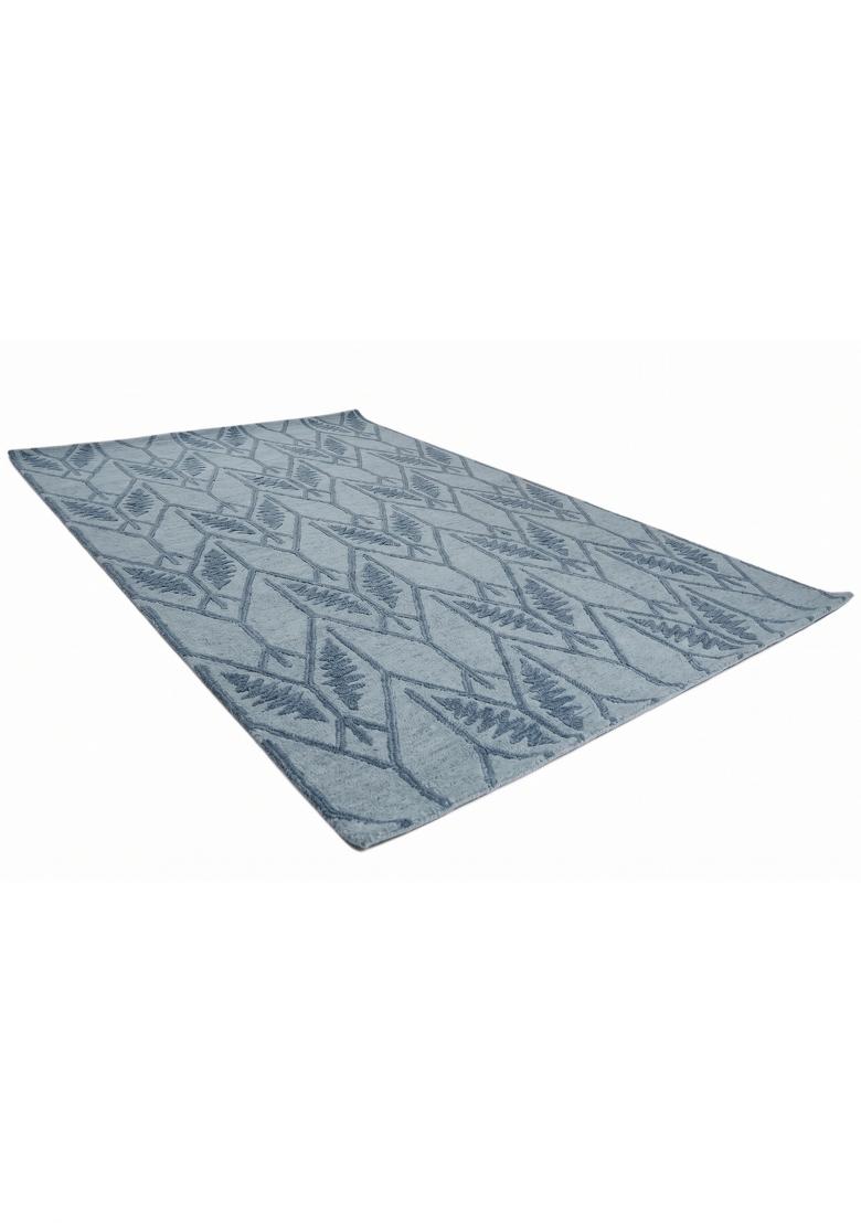 Saffron Rugs Hand Tufted Light Steel Blue Trellis Transitional Rectangular Wool Area Rug - Indya