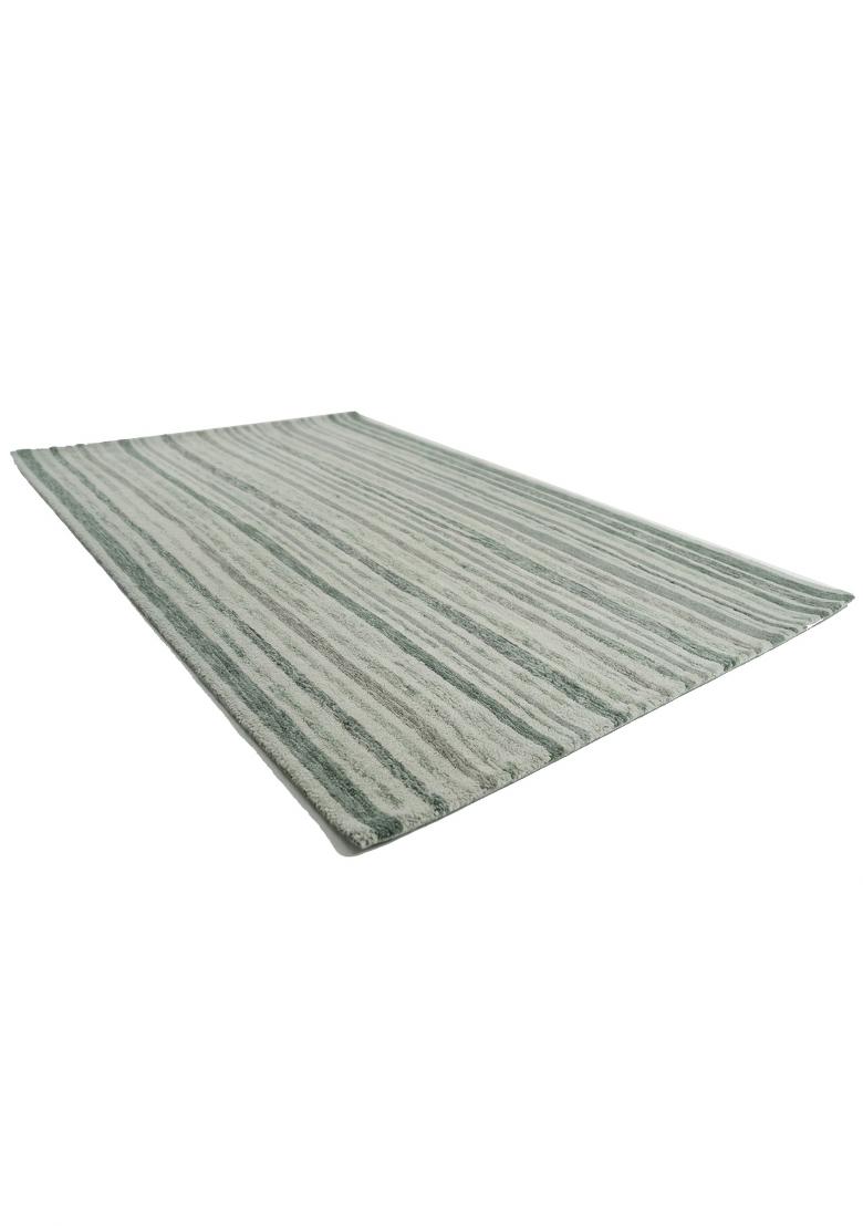 Saffron Rugs Hand Tufted Sage Green Striped Coastal Rectangular Wool Area Rug - Indya