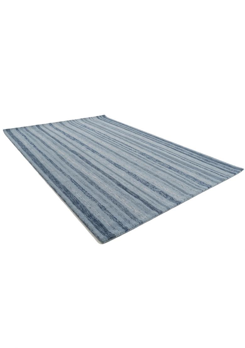Saffron Rugs Hand Tufted Light Blue Striped Coastal Rectangular Wool Area Rug - Indya